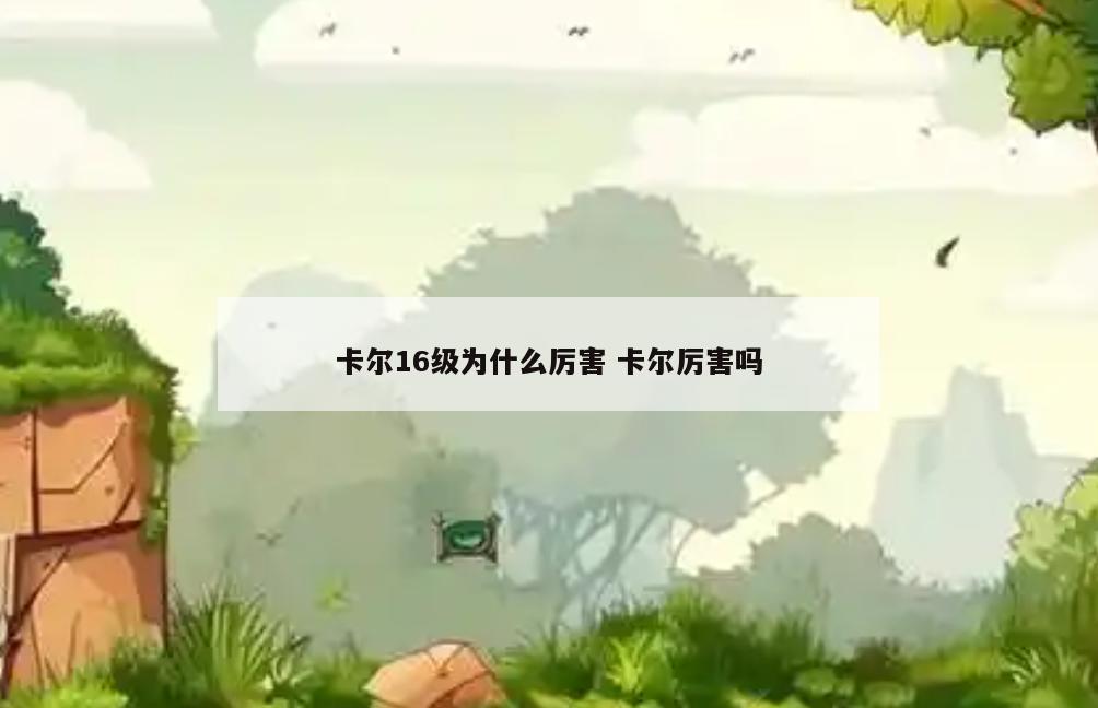 卡尔16级为什么厉害 卡尔厉害吗